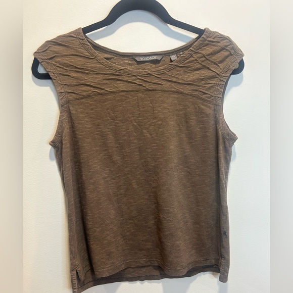 TOAD & CO size XS, brown short sleeve top with scoop collar - Picture 1 of 8